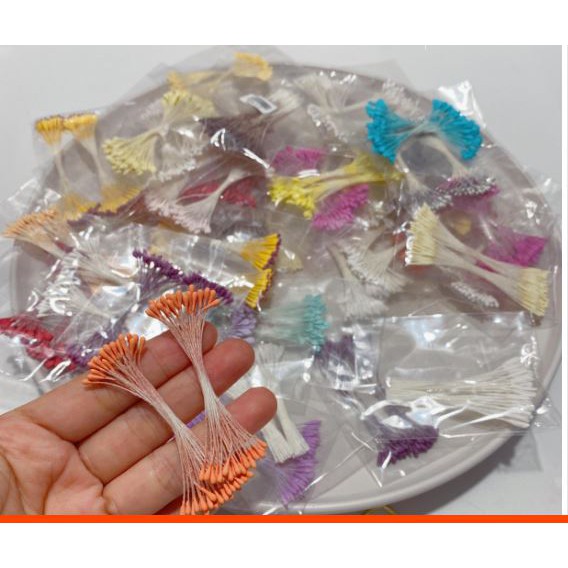 (p143-10) 5 gói nhụy hoa giả 2 đầu khoảng 170-200cai nhiều màu