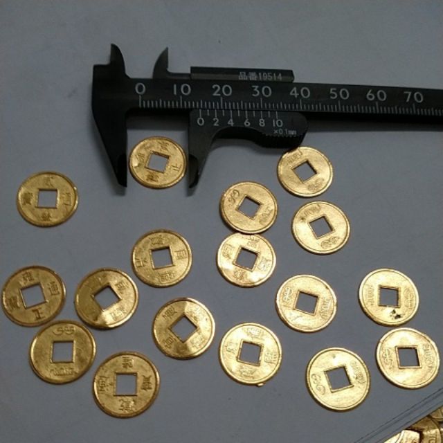 10 đồng xu giả cổ size 14mm vàng