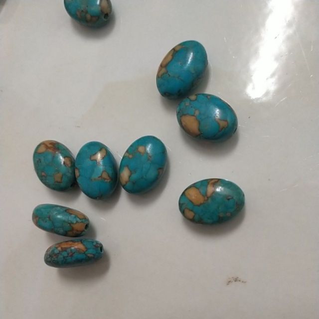 10viên đá màu xanh ngọc lam 10x15mm