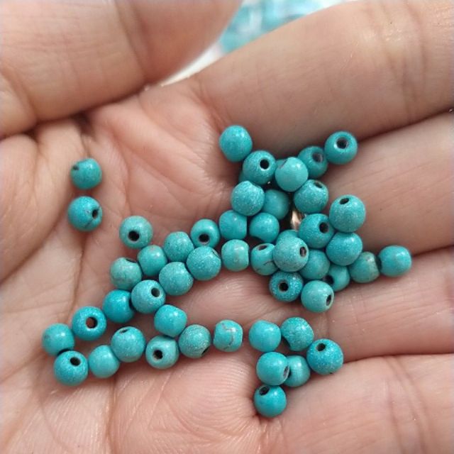 50 viên ngọc lam turquoise 4mm xanh