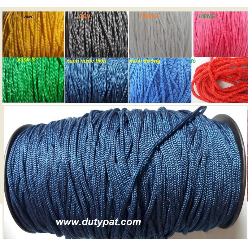 Dây dù 3mm mềm bó 5-10 met, dây đan vòng tay, vòng cổ