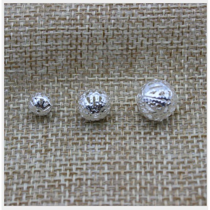 10 viên charm rỗng nhẹ (hạt cung linh) đủ size 4-6-8-10-12-14mm