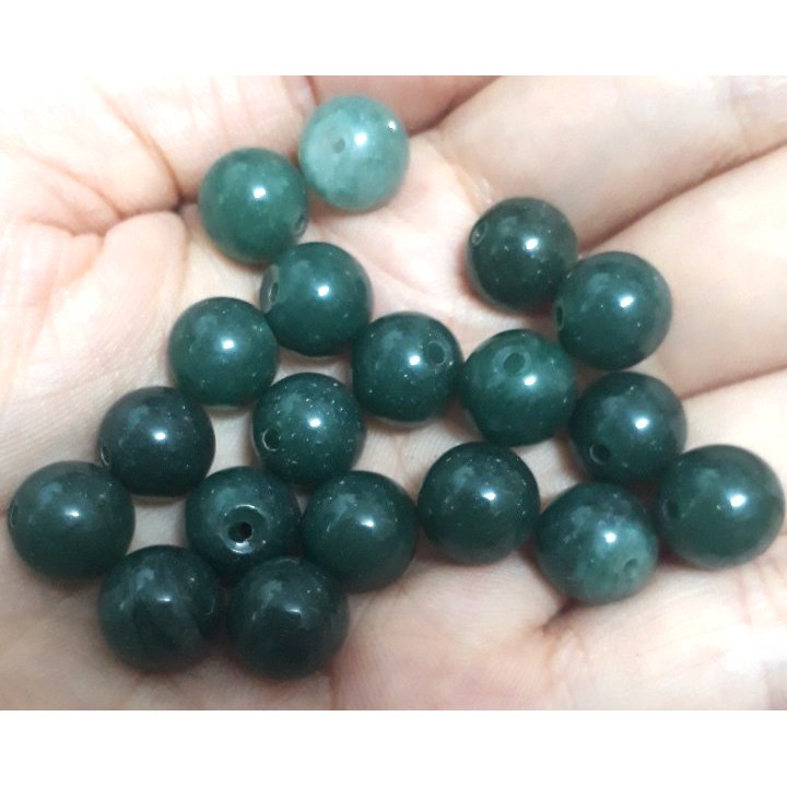 5 hạt đá thiên nhiên 10mm xanh thẫm, xanh đậm