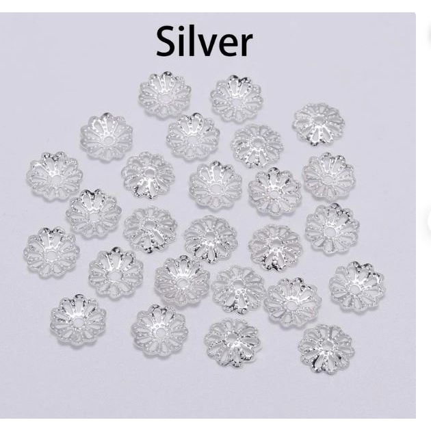 gói 20-100 ốp hoa ốp hạt 8mm loại 8 cánh làm trang sức, vòng tay, vòng cổ, hoa tai