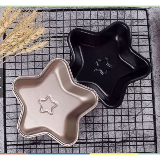 Khuôn Nướng Bánh chống dính Hình Ngôi Sao, trái tim Đường Kính 13 Cm Màu Đen, vàng
