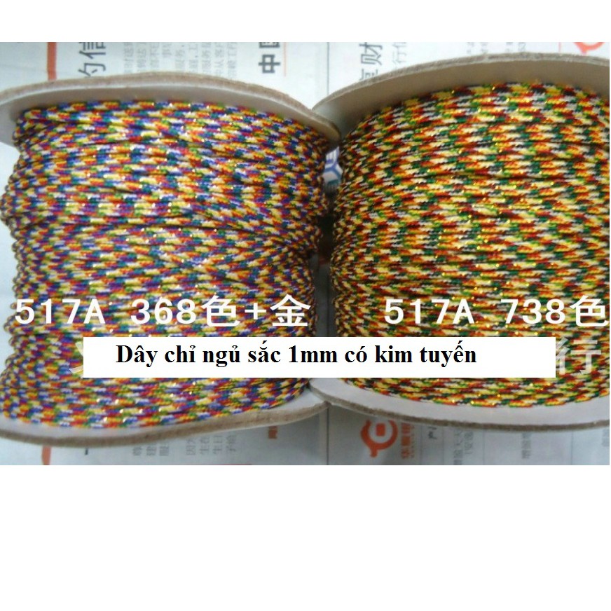 cuộn 130m Dây chỉ ngũ sắc may mắn size 1mm -các màu mã 516A