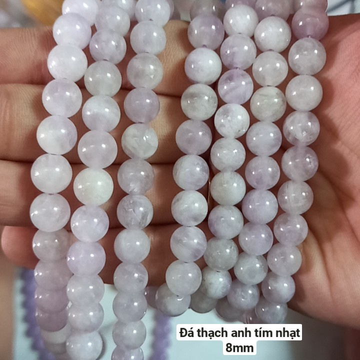 1 viên đá th.anh trắng, tím nhạt, tím đậm, đa giác có lỗ xỏ 1mm đến 1,5mm size 8mm 10mm 12mm