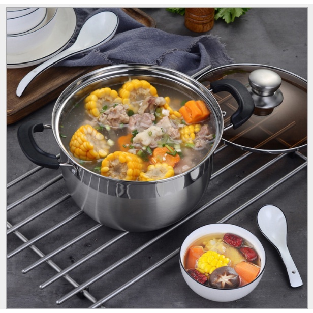 Nồi Inox 304 size 24cm  dùng các loại bếp , kể cả bếp từ LC-017