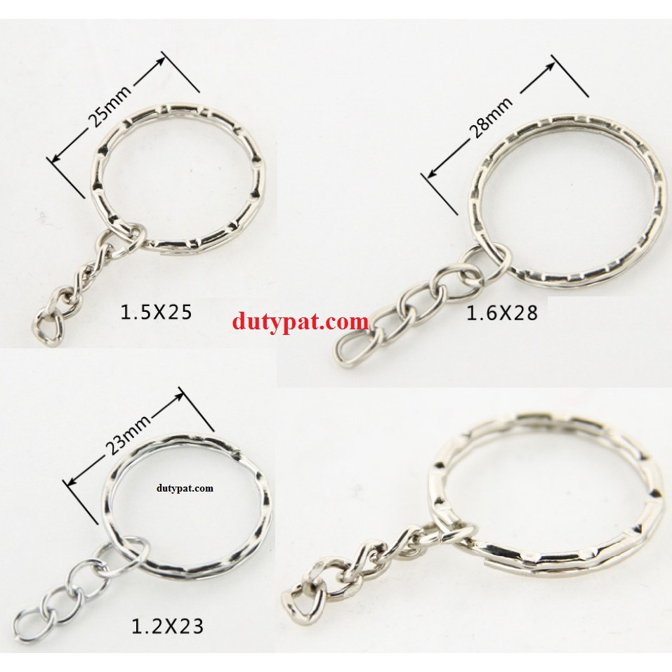 100 móc chia khóa viền gợn sóng các size 23mm-25mm-28mm