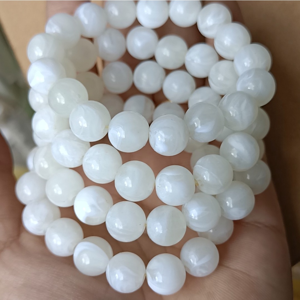 10-35 hạt nhựa 8-10-12mm tròn có lỗ xỏ dây cỡ 2mm (GÓI 10GAM) - TL