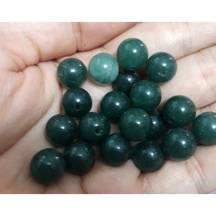 5 hạt đá thiên nhiên 10mm xanh thẫm, xanh đậm