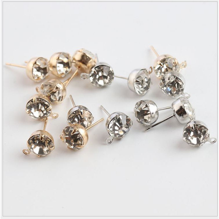 10 chốt làm hoa tai đinh đá có móc treo size 4-5-6-8mm