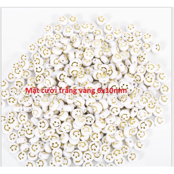 10 hạt mặt cười các loại xỏ làm vòng hạt các loại đẹp in nổi 5x10mm