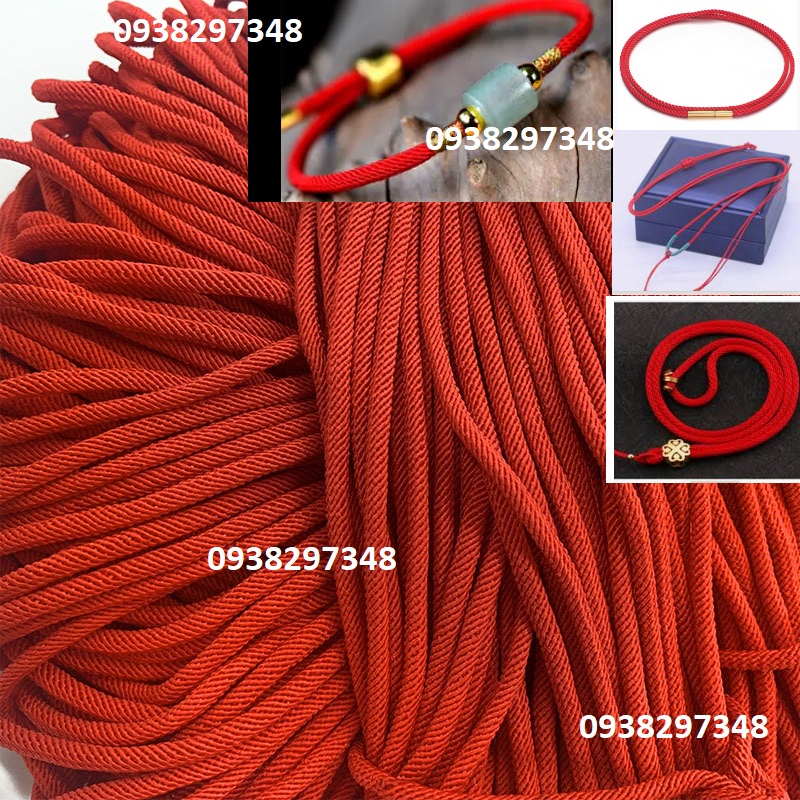 1 met dây milan đỏ 2,5mm cao cấp săn chắc dùng làm vòng tay vòng cổ phong thủy may măn, dây đan vòng