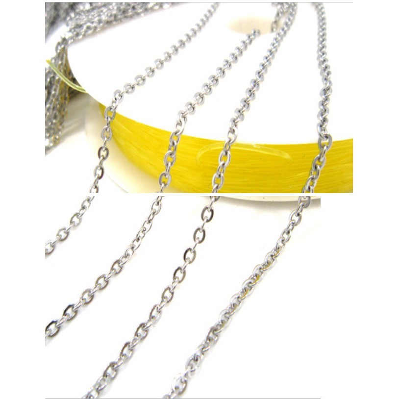 1met xích inox không rỉ mắt chữ O- size 0.3-0.4-0.5-0.6-0.8mm