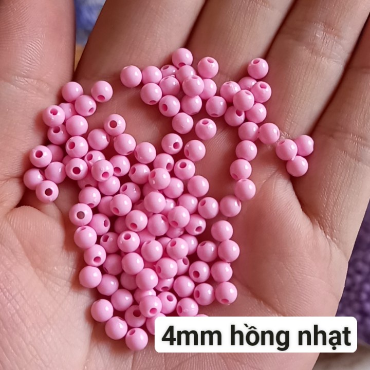 25gam hạt nhựa tròn bóng nhiều màu size 4mm Sử dụng mix vòng, làm đồ chơi,trang trí handmade.