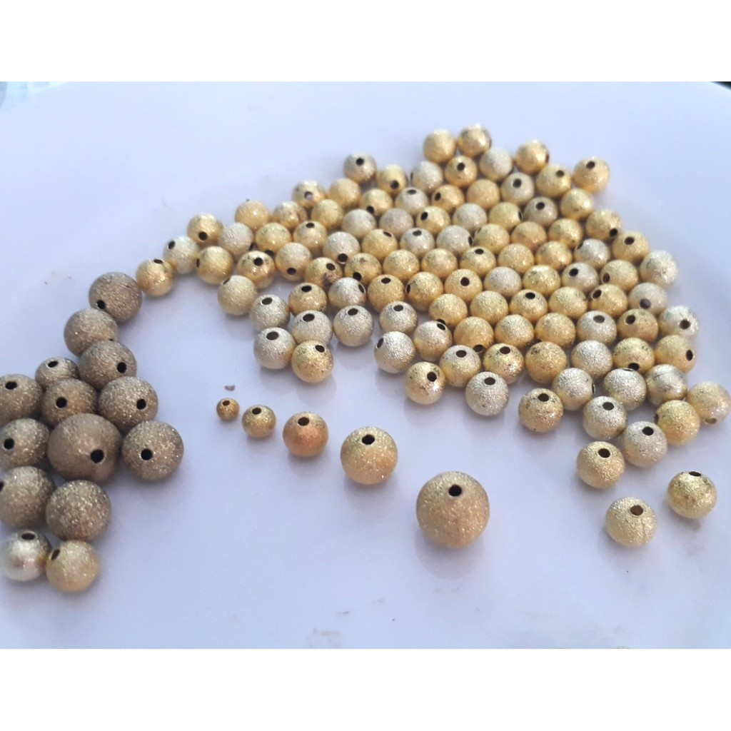 gói 10-20 charm bi đồng nhám màu bạc 4-6-8-10-12-14ly