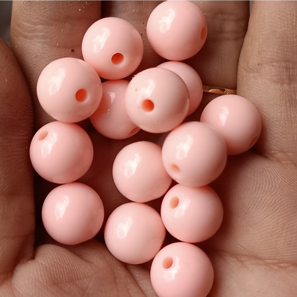 10-25gam hạt nhựa 12mm tròn nhiều màu có lỗ xỏ dây cỡ 2mm