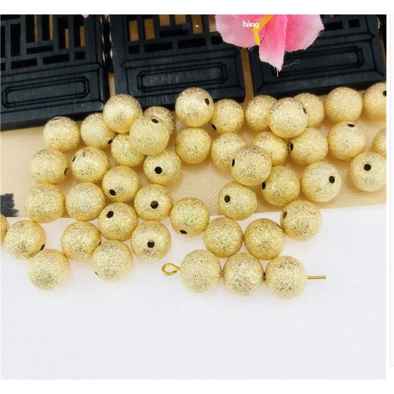 5 viên charm bi đồng nhám màu vàng mix vòng tay, trang sức (p160-33) size 8mm