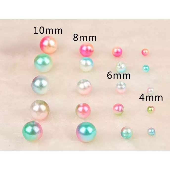 180-350 hạt nhựa , hạt cườm, hạt bẹt KHÔNG lỗ 6-8mm (gói 10gam) đa sắc, màu loang trang trí lọ trang điểm, làm thủ công