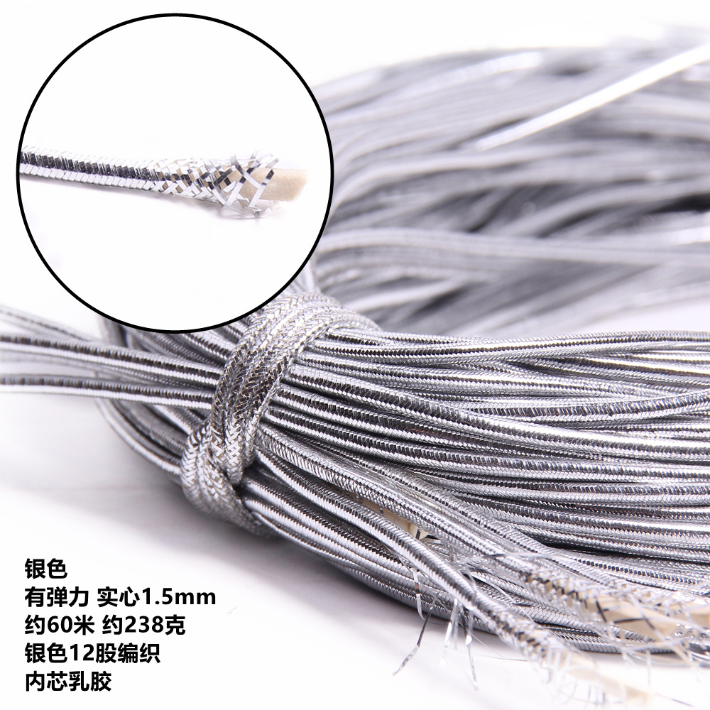 bó lớn 150met Dây thun kim tuyến co giản size 1.2mm -1,5mm