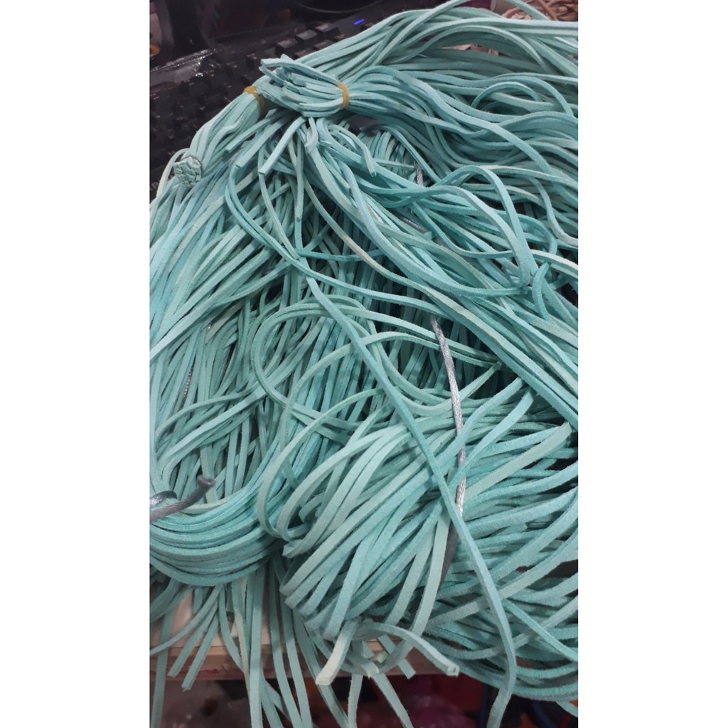 đoạn 1-2m dây da lộn bảng 3mm màu xanh ngọc