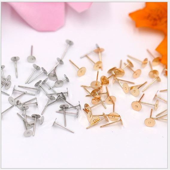 50 cái ghim đầu bằng làm hoa tai , trang sức 3-4-5-6-8-10mm