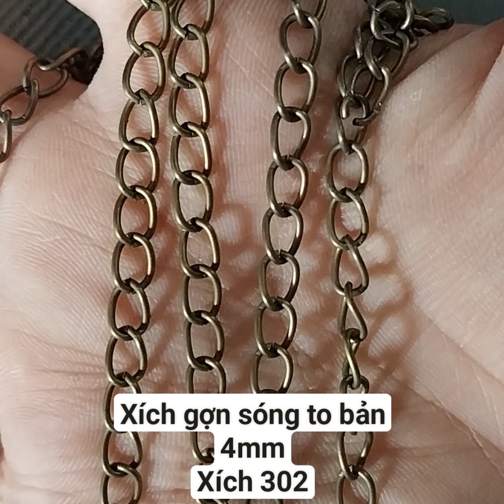 xích đoạn màu đồng các loại to 3mm, 3,5mm, 4mm,2,5mm -xich301, xich302, xich303, xich307