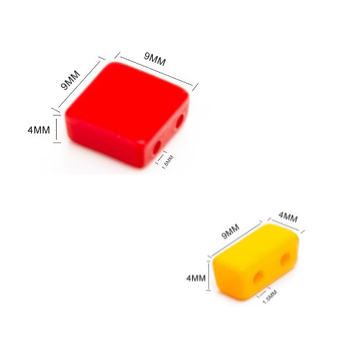 5-25gam hạt trái tim 2 lỗ, hat hình chữ nhật 4x9mm,  hình vuông 9mm (p173-97)