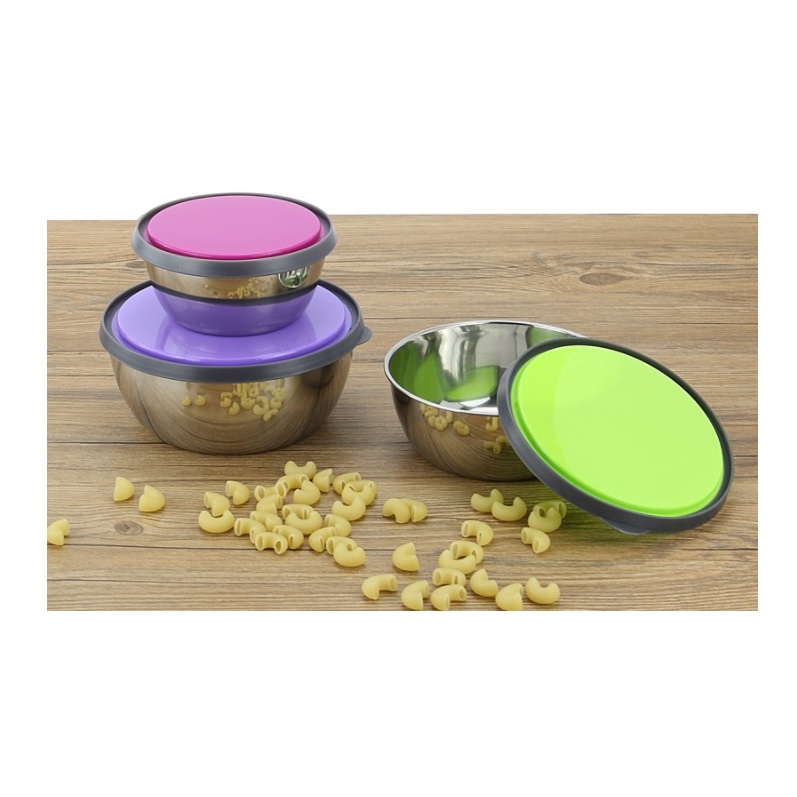 bộ 3 tô (bát ) inox không rỉ có nắp đậy size 12-14-16cm