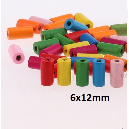 10-20 ống gỗ xỏ dạng trụ 6x12 & 10x20mm làm trang sức, đồ chơi, trang trí