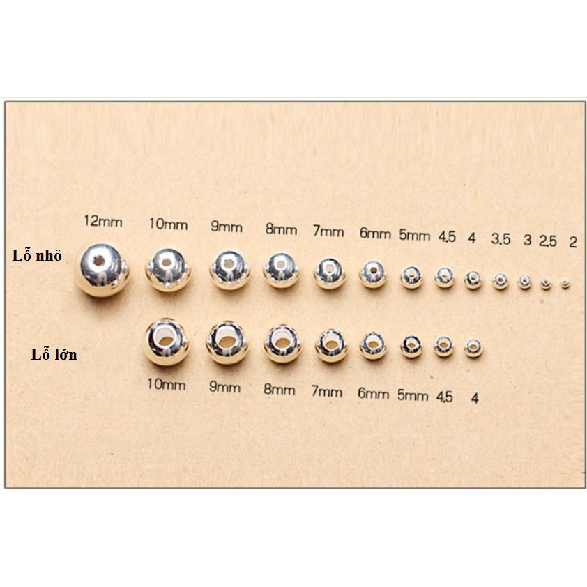 5-10 viên bi bạc 925 size 4mm lỗ nhỏ 1.2mm & lỗ nhỏ 1.5mm