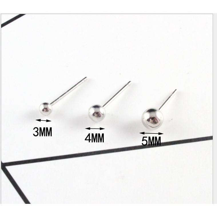 10 chốt làm hoa tai sát đầu bi tròn 3-4-5-6mm (gồm chốt đuôi kim loại)