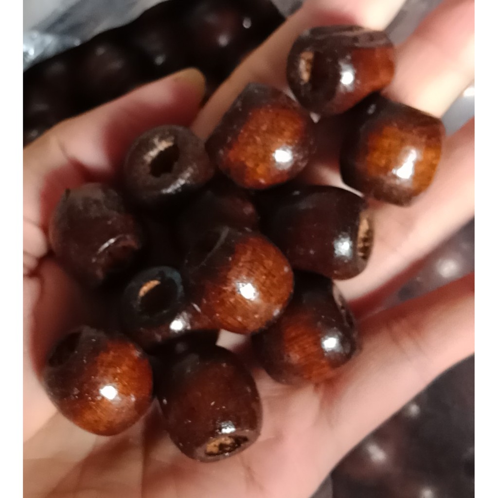 (P118-36) 25-100gam hạt gỗ 11x12mm & 16x17mm lỗ lớn dùng làm đồ chơi, trang trí