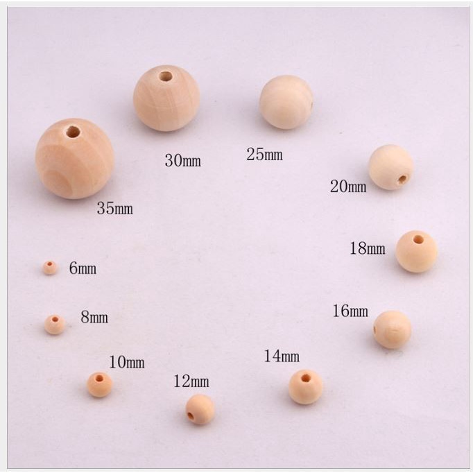 16-120 hạt gỗ 4mm-6mm-8mm-10mm (5gam) làm vòng trang trí handmade DIY, dụng cụ học tập, đồ chơi,đan vòng dreamcatcher