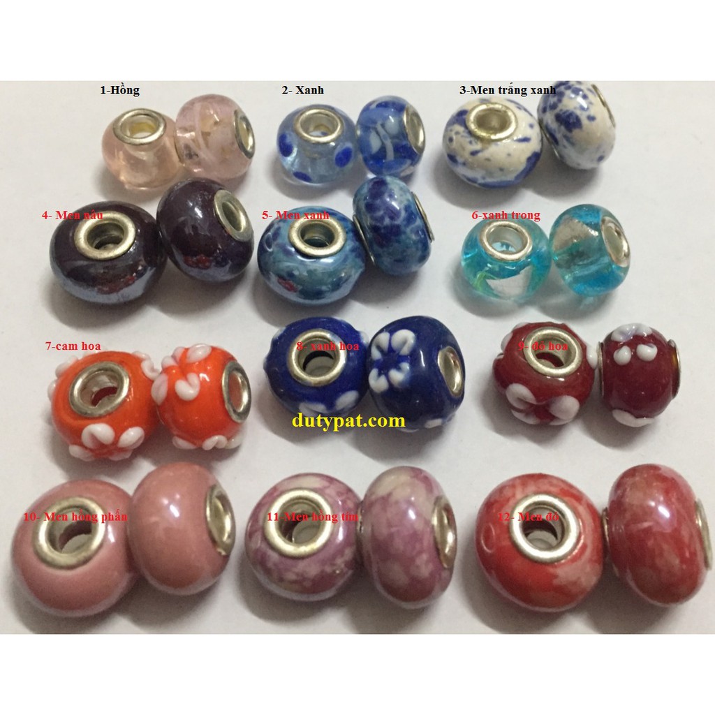 Gói 10 Charm xỏ vòng đủ màu