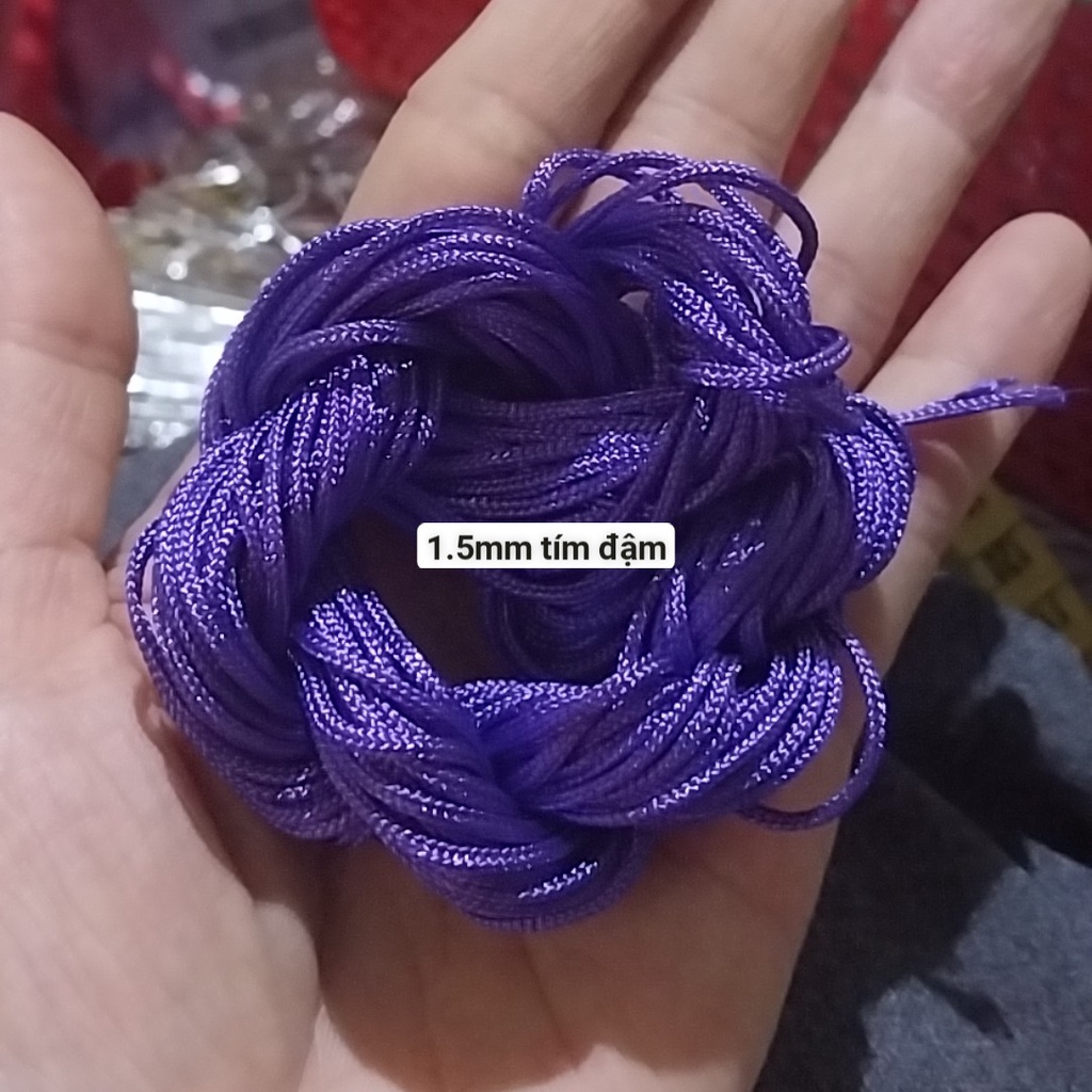 Dây dù 1.5mm có lõi nhiều màu (bó như hình 13-15m) , dây đan vòng tay, dây thắt vòng tay, vòng cổ may mắn