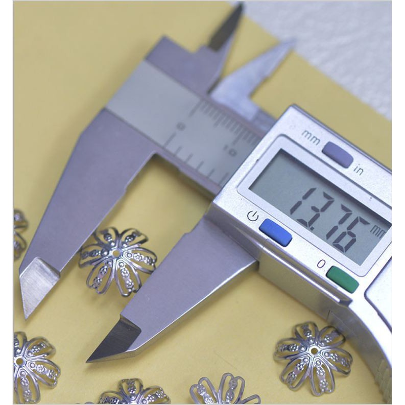 10 Đế hoa Mũ hoa ốp hạt inox không rỉ 14mm