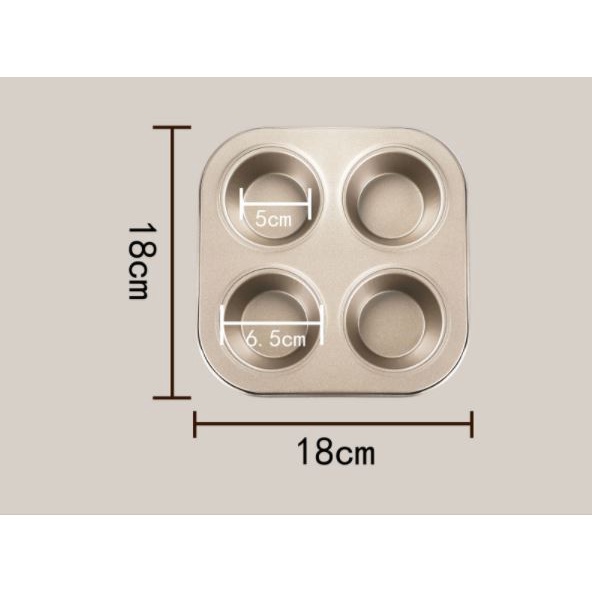 Khuôn nướng bánh Cupcake, bánh Muffin 4 ô / 6 ô /12 ô chống dính