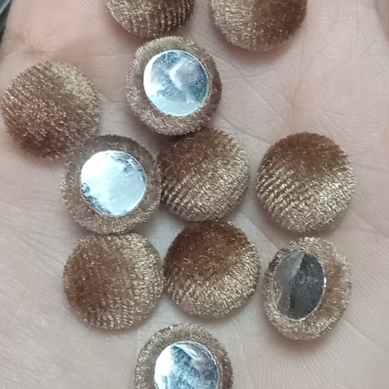 10 Nút dán vải nhung đỏ và xanh đen 15mm