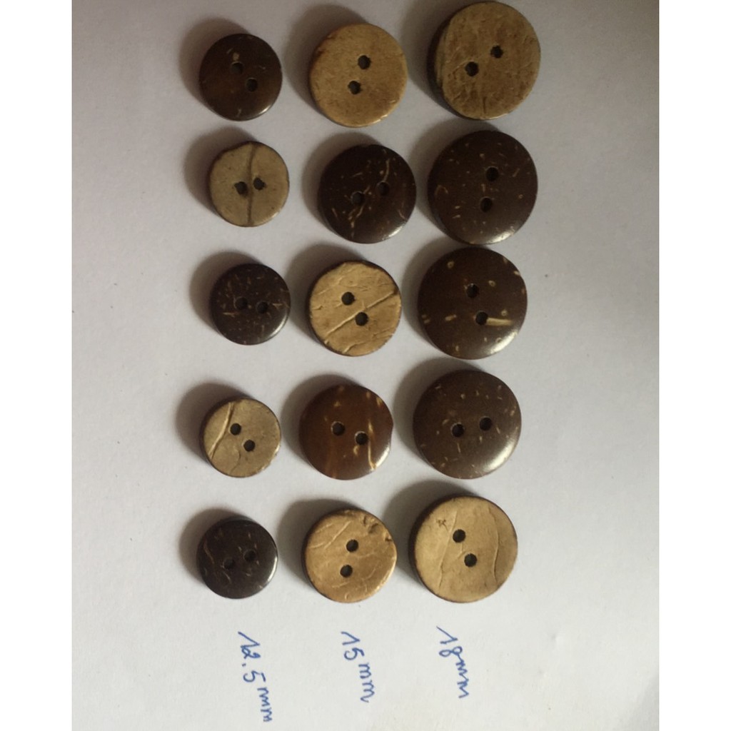 (p118-38) 10-50 nút gỗ dừa size 12.5/15/18mm