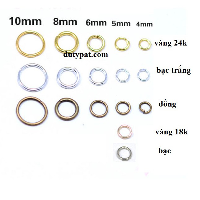 10g KHOEN TRÒN  4mm 5mm 6mm 7mm 8mm 10mm 12mm 15mm 20mm KẾT NỐI CÁC PHẦN KHUYÊN TAI, VÒNG, MÓC KHÓA