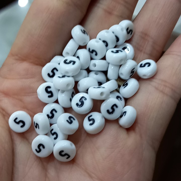 (Loại đẹp) 20 Hạt chữ số tròn, phép tính 4x7mm các màu làm vòng, dây đeo khẩu trang....