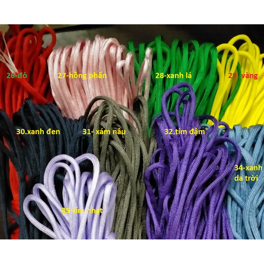 bó 3 met paracord 4mm 7 lõi nhiều màu (bổ sung màu)