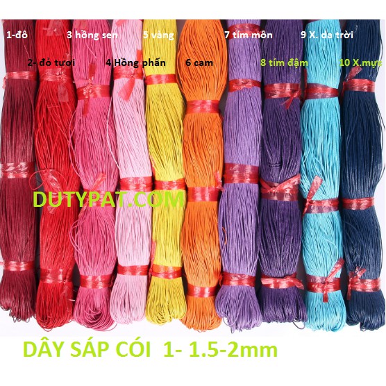 bó 70 met Dây cói wax , sáp bông size 1.5/2mm có 20 màu