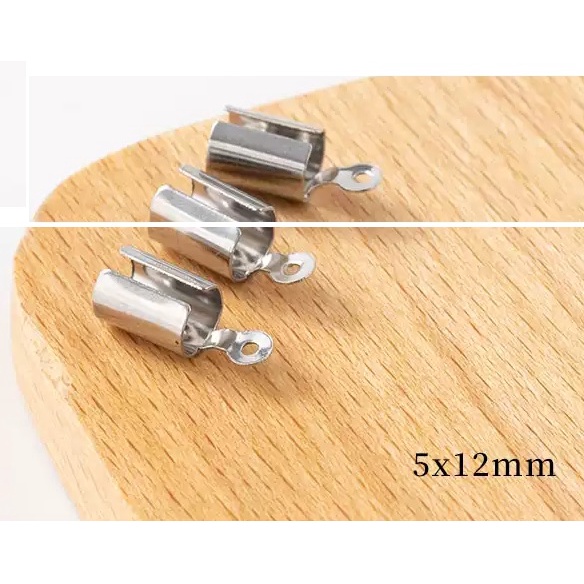 gói 50 chốt kẹp đầu dây làm vòng tay, vòng cổ dạng tròn đủ size 3mm, 4mm, 5mm, 6mm (P182-26)