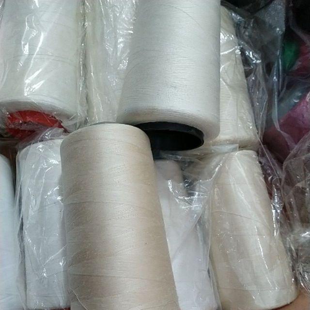 Thanh lý cuộn chỉ cotton trắng & kem 5000m