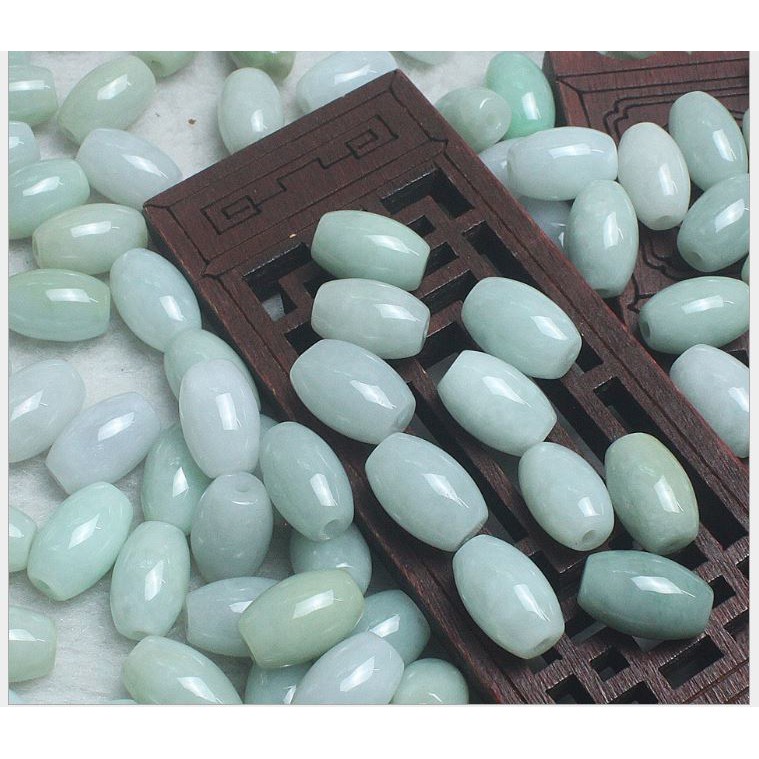 1 viên lu thống thiên nhiên 8x12mm màu ngọc A mix vòng