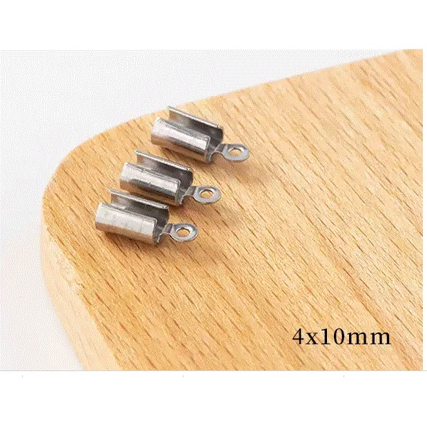 gói 50 chốt kẹp đầu dây làm vòng tay, vòng cổ dạng tròn đủ size 3mm, 4mm, 5mm, 6mm (P182-26)