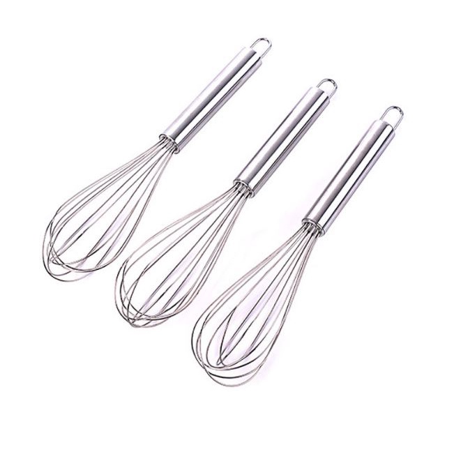 Dụng cụ đánh trứng cầm tay, Cây phới lồng tròn đánh trứng, khuấy trộn bột, đánh bông kem bơ làm bánh  thép không gỉ inox